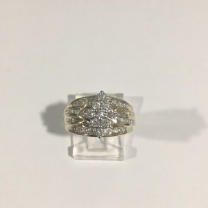 10k Yellow Gold Diamond Cluster Cocktail Ring 1.00